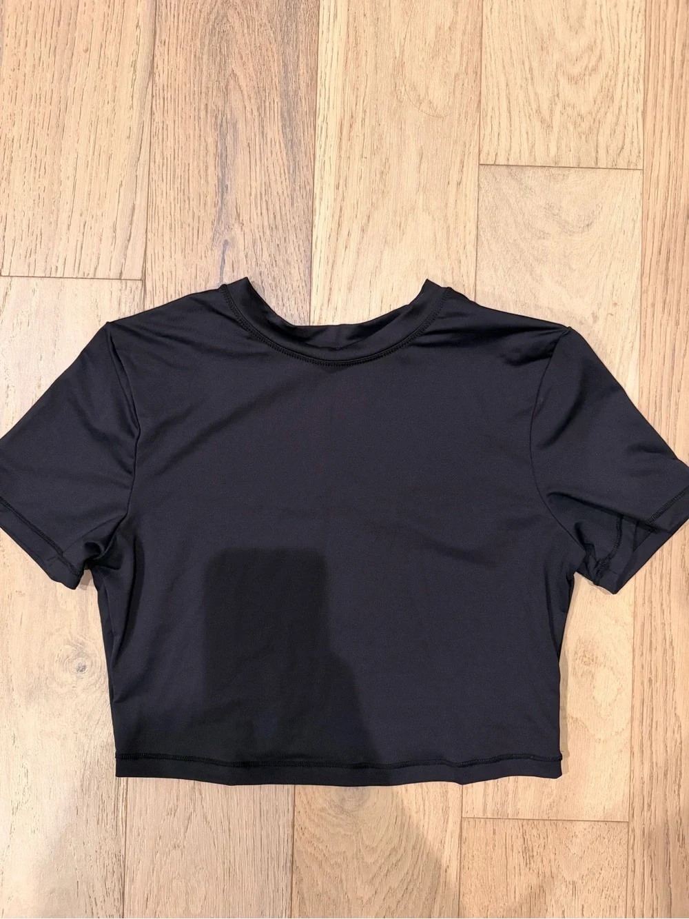SKIMS Black Crewneck Short Sleeve Crop Top